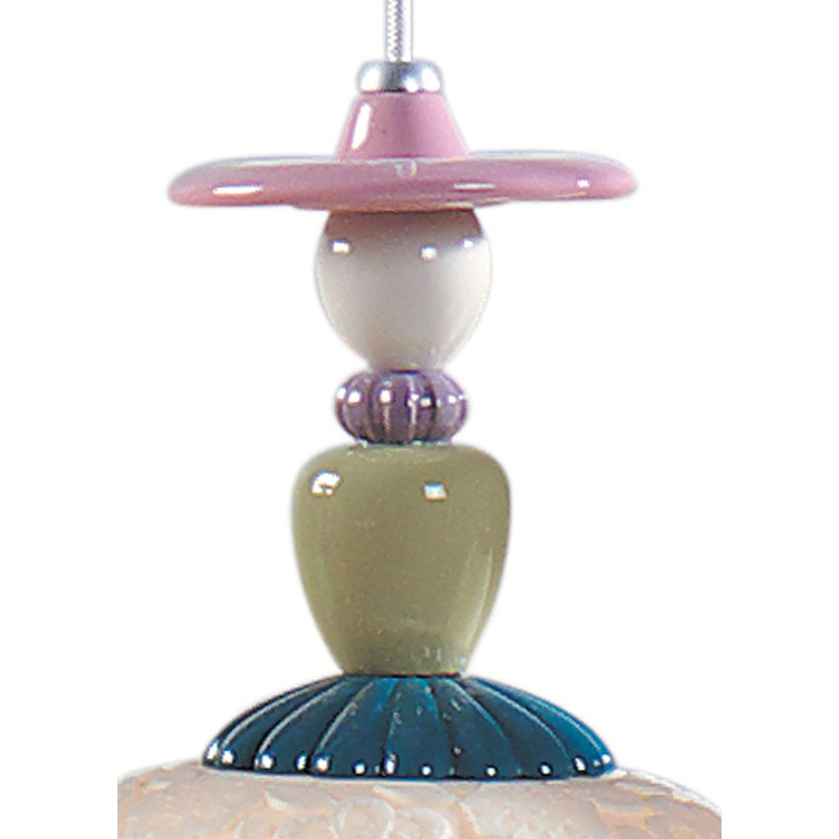 LLADRO' Lampadario Mademoiselle Composizione Lineare 3 Luci Contemplando L'Oceano 193x62cm Porcellana