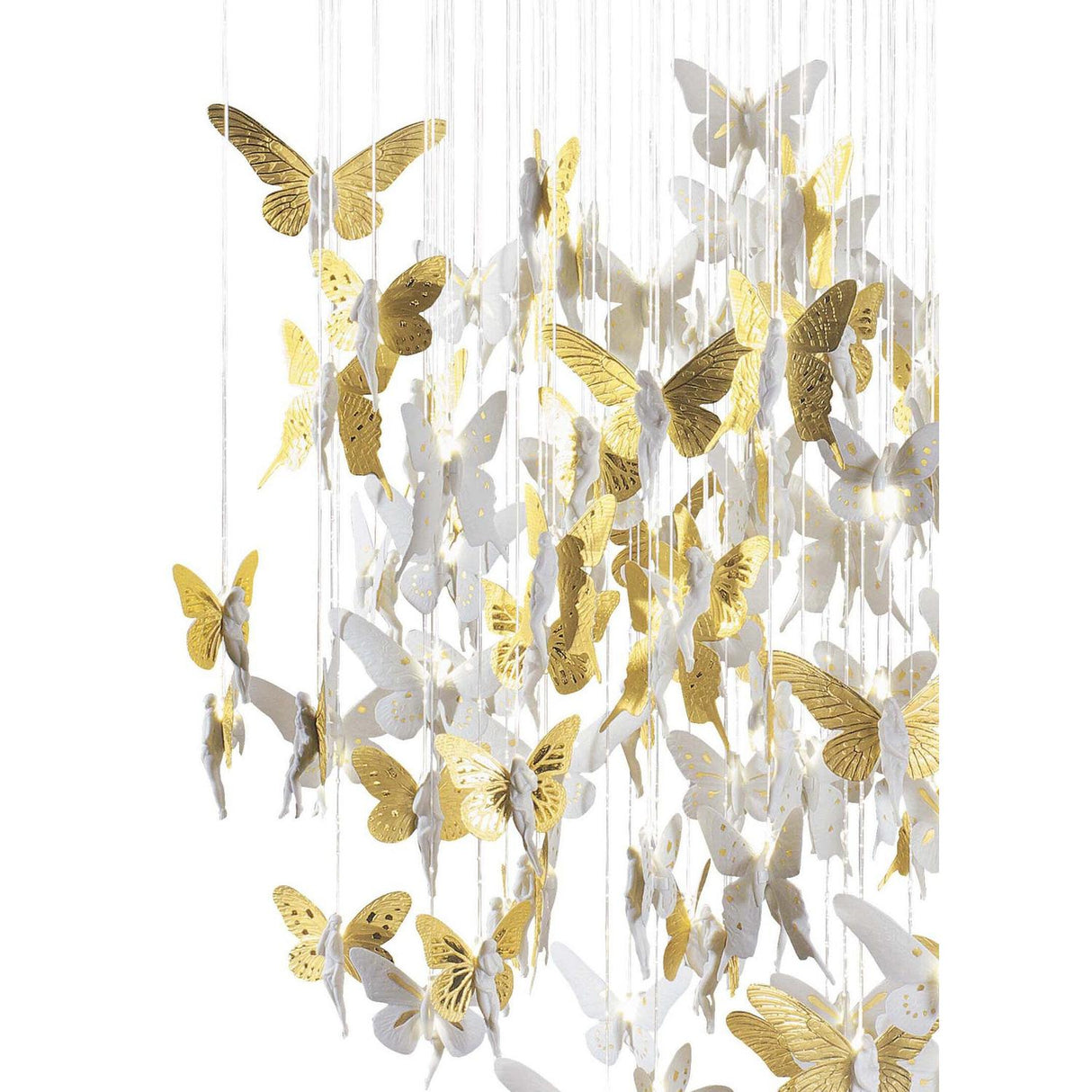 LLADRO' Chandelier Niagara 110 M Lustro Oro 185x110cm Porcellana