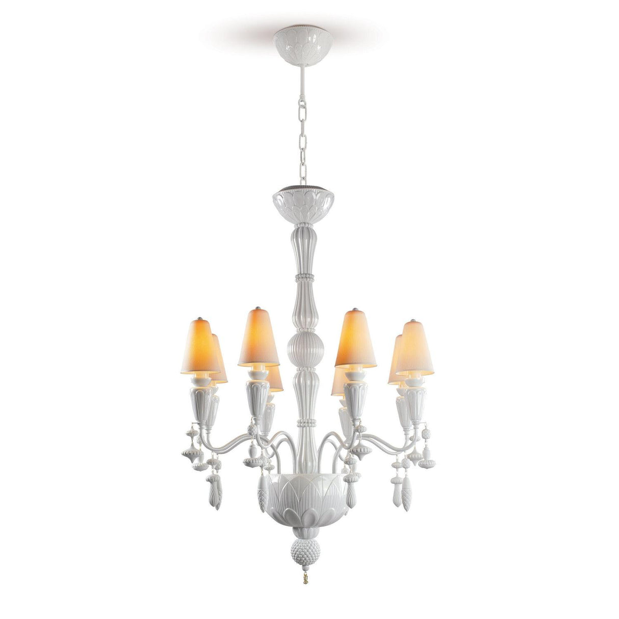 LLADRO' Chandelier Ivy e Seed 8 Luci Bianco 123x70cm Porcellana