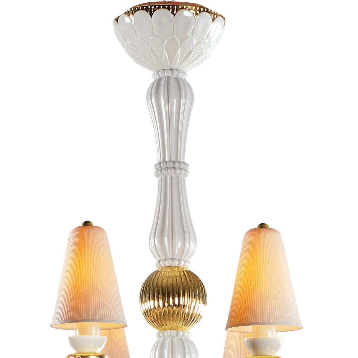 LLADRO' Chandelier Ivy e Seed 8 Luci Oro 123x70cm Porcellana