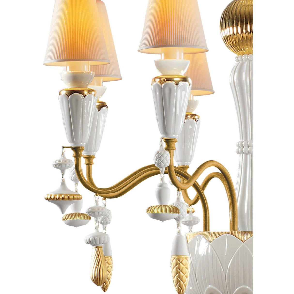 LLADRO' Chandelier Ivy e Seed 8 Luci Oro 123x70cm Porcellana
