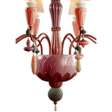 LLADRO' Chandelier Ivy e Seed 8 Luci Rosso Corallo 123x70cm Porcellana
