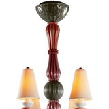 LLADRO' Chandelier Ivy e Seed 8 Luci Rosso Corallo 123x70cm Porcellana