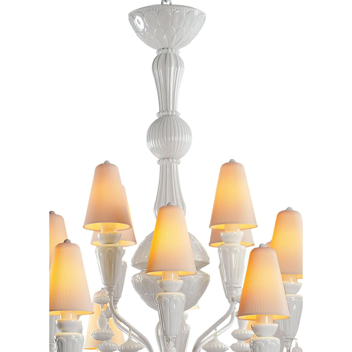 LLADRO' Chandelier Ivy e Seed 20 Luci Medio Bianco 138x115cm Porcellana