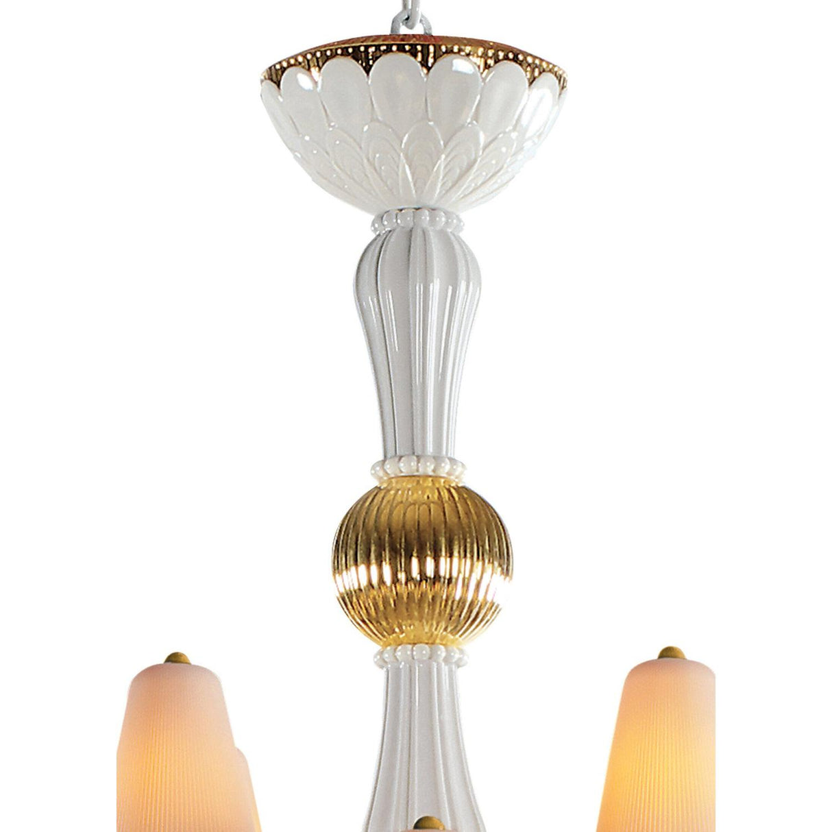 LLADRO' Lampadario Ivy e Seed 20 Luci Oro Medio 138x115cm Porcellana