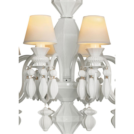 Lladró Chandelier Belle De Nuit 12 Luci Bianco 100x65cm Porcellana