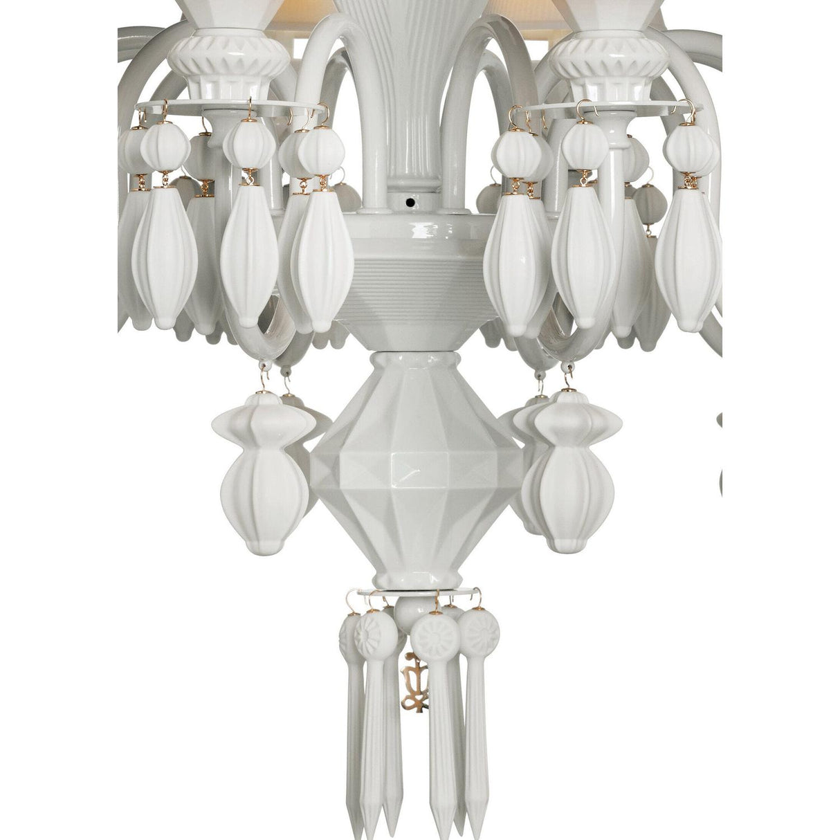 Lladró Chandelier Belle De Nuit 12 Luci Bianco 100x65cm Porcellana