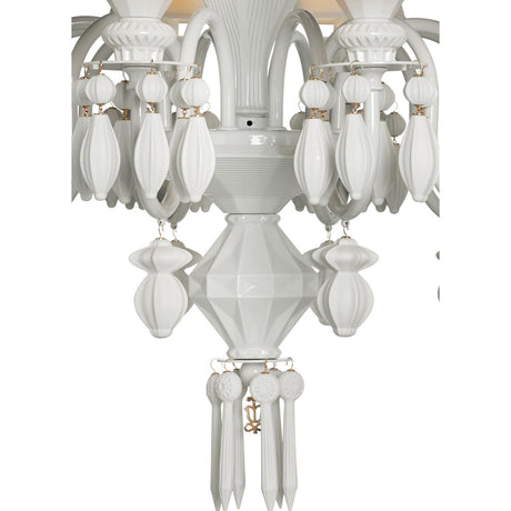 Lladró Chandelier Belle De Nuit 12 Luci Bianco 100x65cm Porcellana