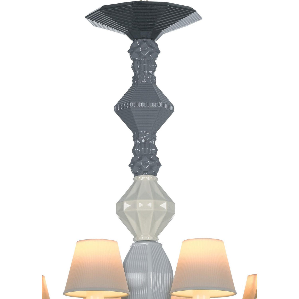 LLADRO' Chandelier Belle De Nuit 12 Luci Nero 100x65cm Porcellana