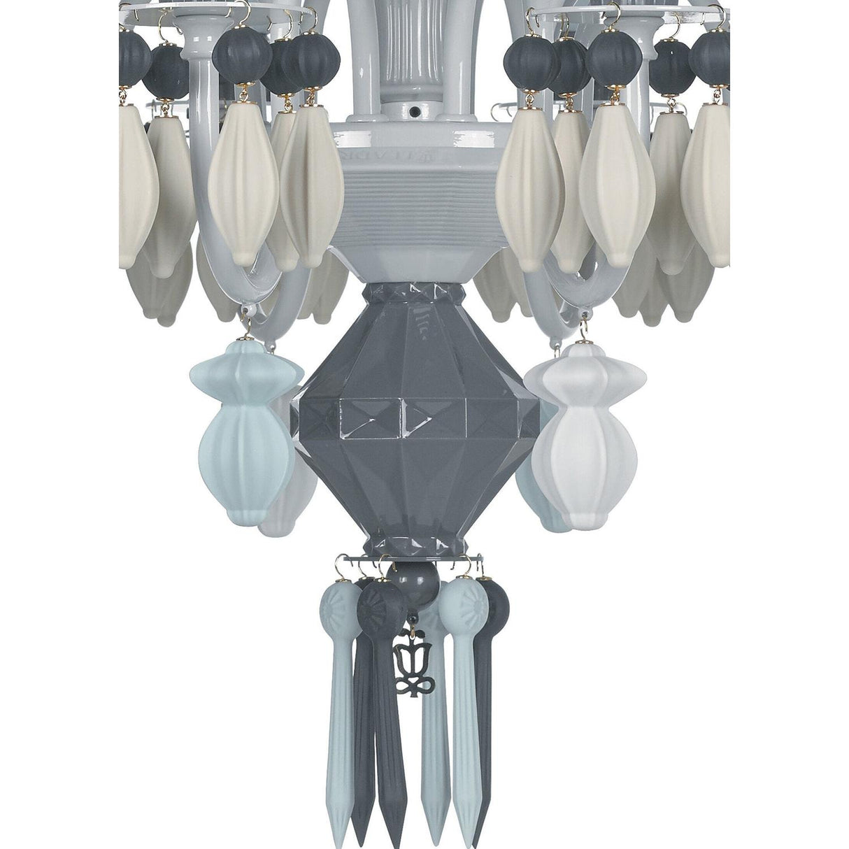 LLADRO' Chandelier Belle De Nuit 12 Luci Nero 100x65cm Porcellana