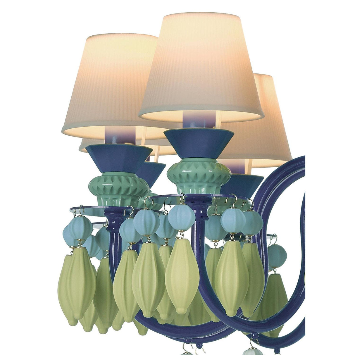 LLADRO' Chandelier Belle De Nuit 12 Luci Verde 100x65cm Porcellana