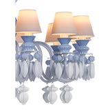 LLADRO' Chandelier Belle De Nuit 12 Luci Azzurro 100x65cm Porcellana