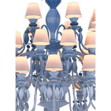 LLADRO' Chandelier Belle De Nuit 40 Luci Azzurro 150x100cm Porcellana