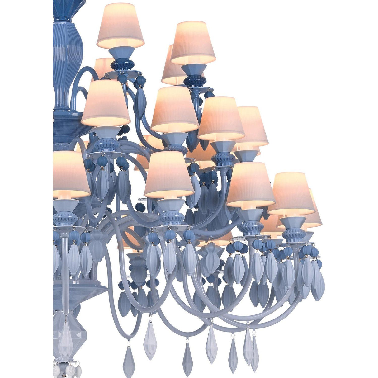 LLADRO' Chandelier Belle De Nuit 40 Luci Azzurro 150x100cm Porcellana