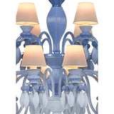 LLADRO' Chandelier Belle De Nuit 24 Luci Azzurro 125x80cm Porcellana