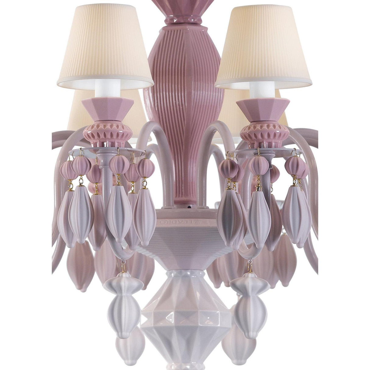 LLADRO' Chandelier Belle De Nuit 12 Luci Rosa 100x65cm Porcellana