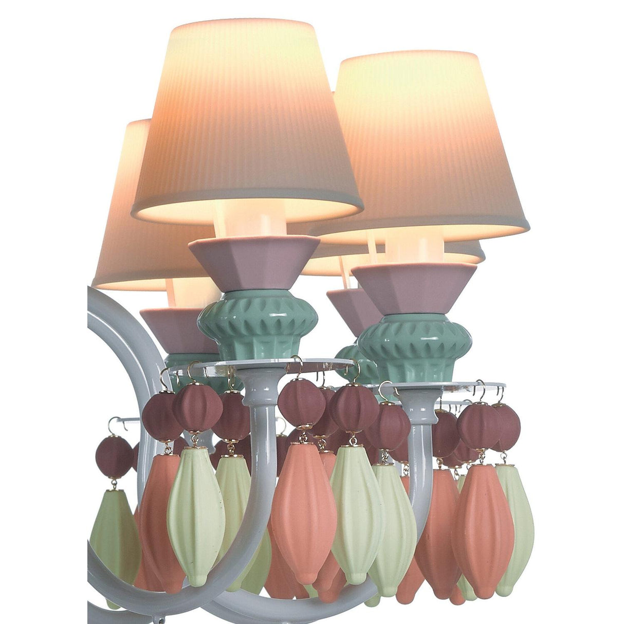 LLADRO' Chandelier Belle De Nuit 12 Luci Multicolore 100x65cm Porcellana