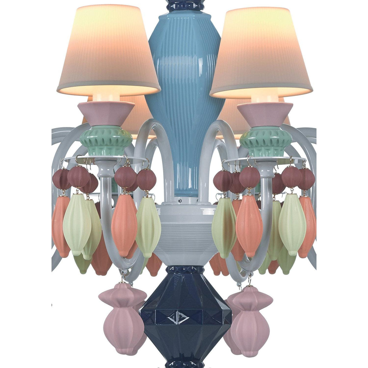 LLADRO' Chandelier Belle De Nuit 12 Luci Multicolore 100x65cm Porcellana