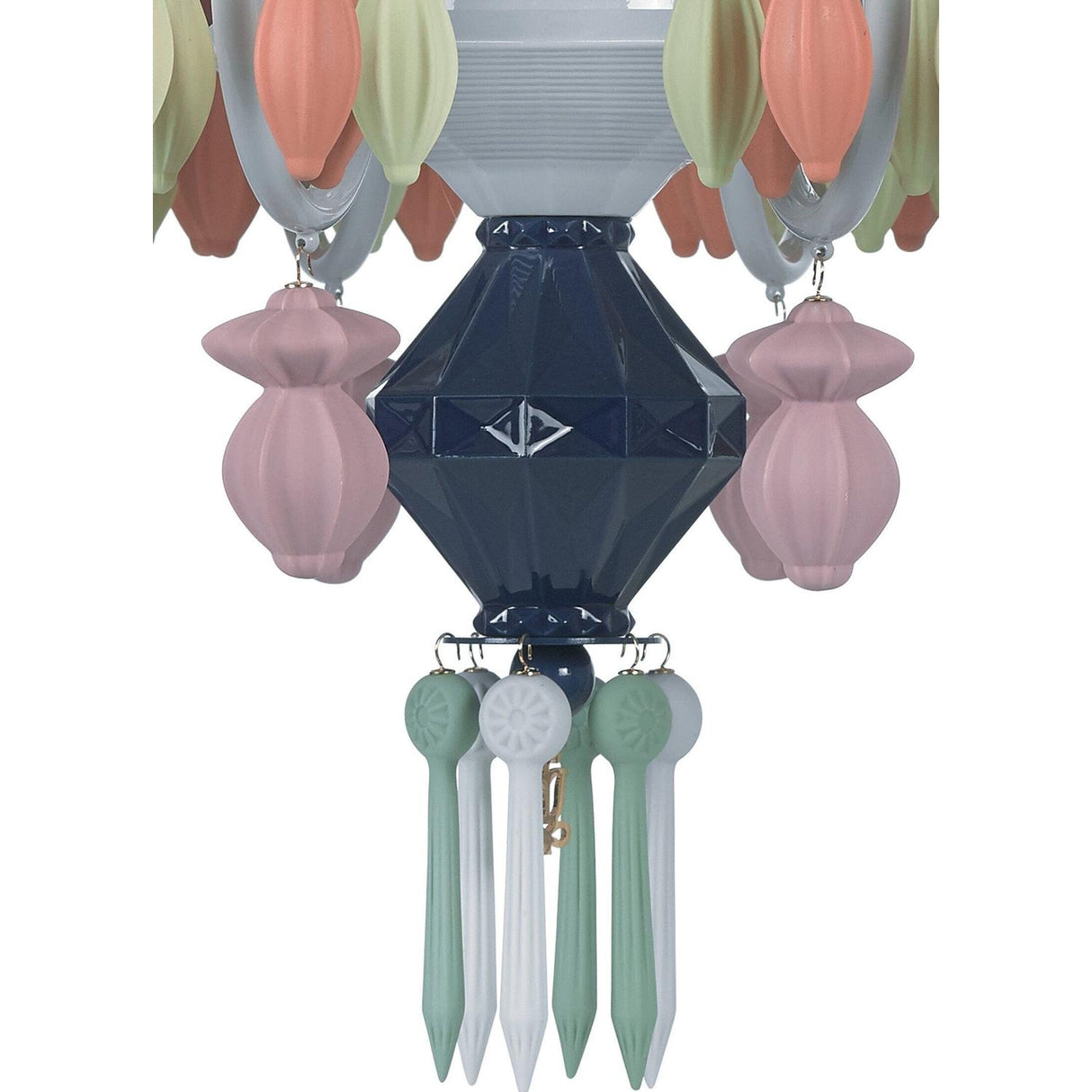 LLADRO' Chandelier Belle De Nuit 12 Luci Multicolore 100x65cm Porcellana