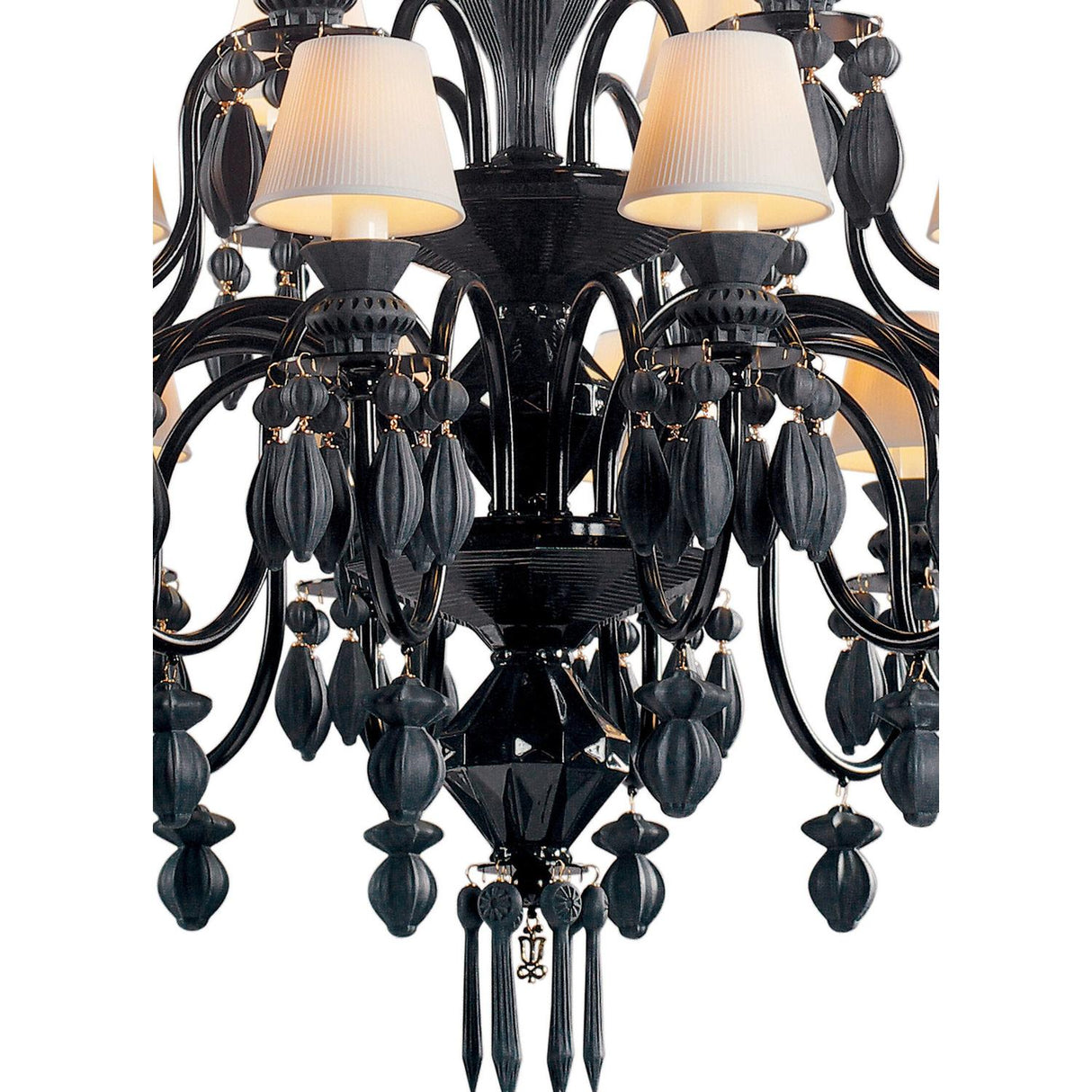 LLADRO' Chandelier Belle De Nuit 24 Luci Nero Assoluto 125x80cm Porcellana