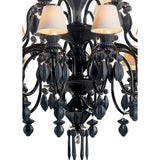LLADRO' Chandelier Belle De Nuit 24 Luci Nero Assoluto 125x80cm Porcellana