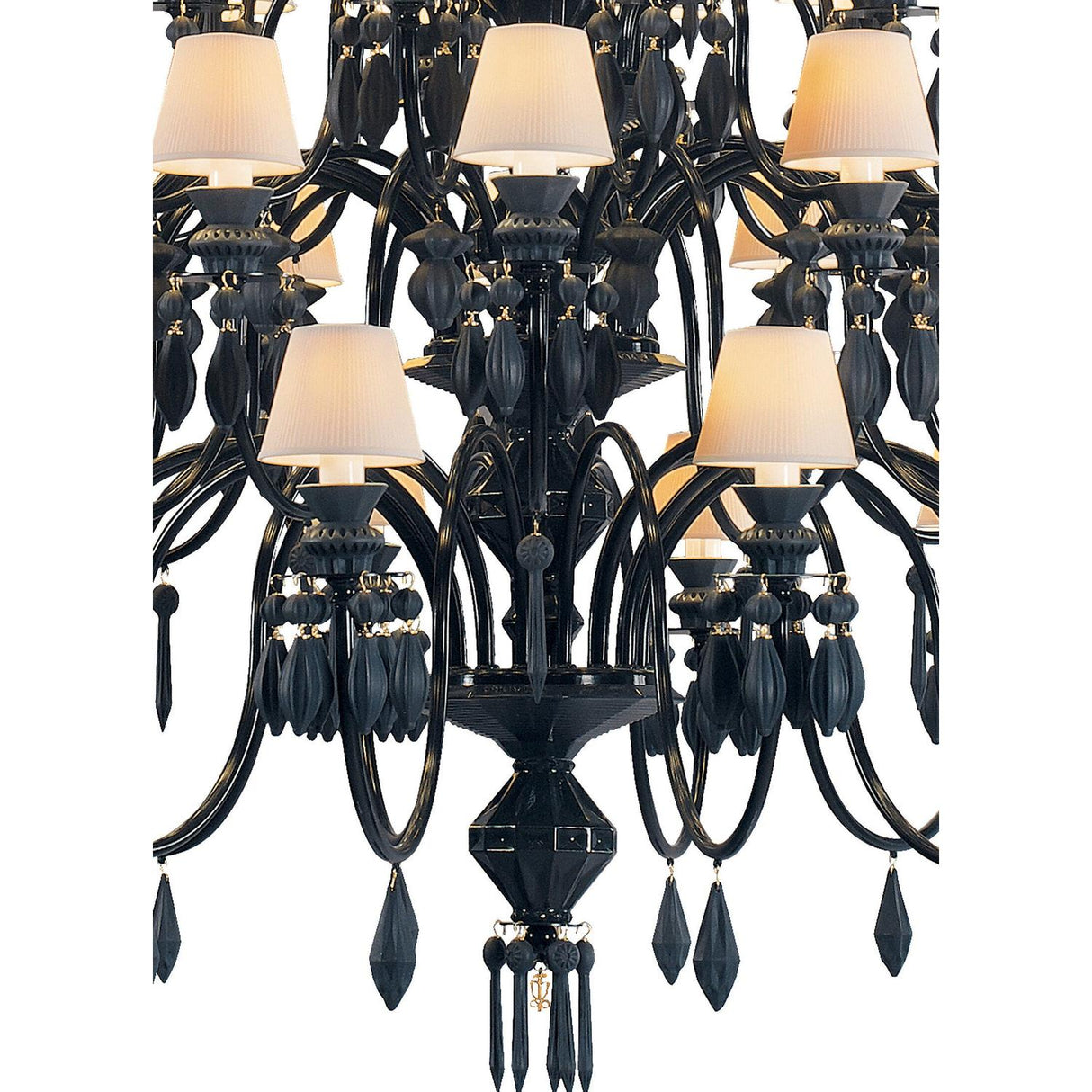LLADRO' Chandelier Belle De Nuit 56 Luci Nero Assoluto 175x110cm Porcellana