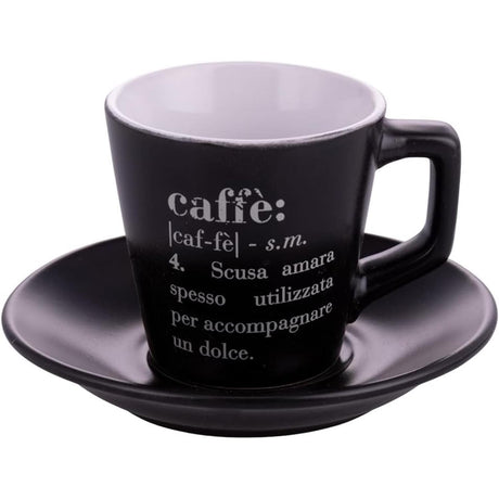 VILLA D'ESTE HOME TIVOLI Victionary Tazza Caffè con Piattino Set 6 Pezzi Chocolate Gres