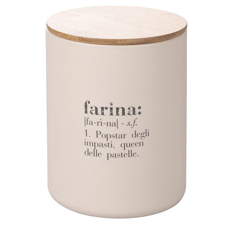 Barattolo farina Victionary Villa d'Este in gres beige con tappo bamboo