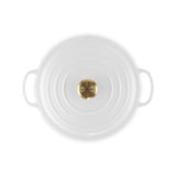 LE CREUSET Cocotte Rotonda Evolution 28cm Bianco Pomello Oro Ghisa Vetrificata