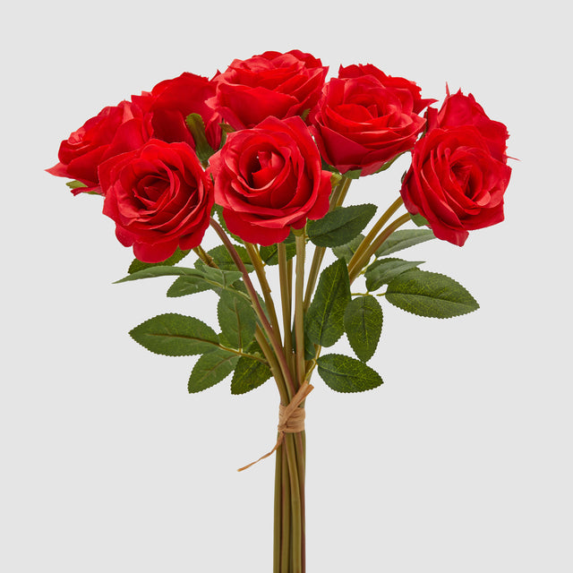 Mazzo 10 rose artificiali EDG in tessuto rosso 40 cm