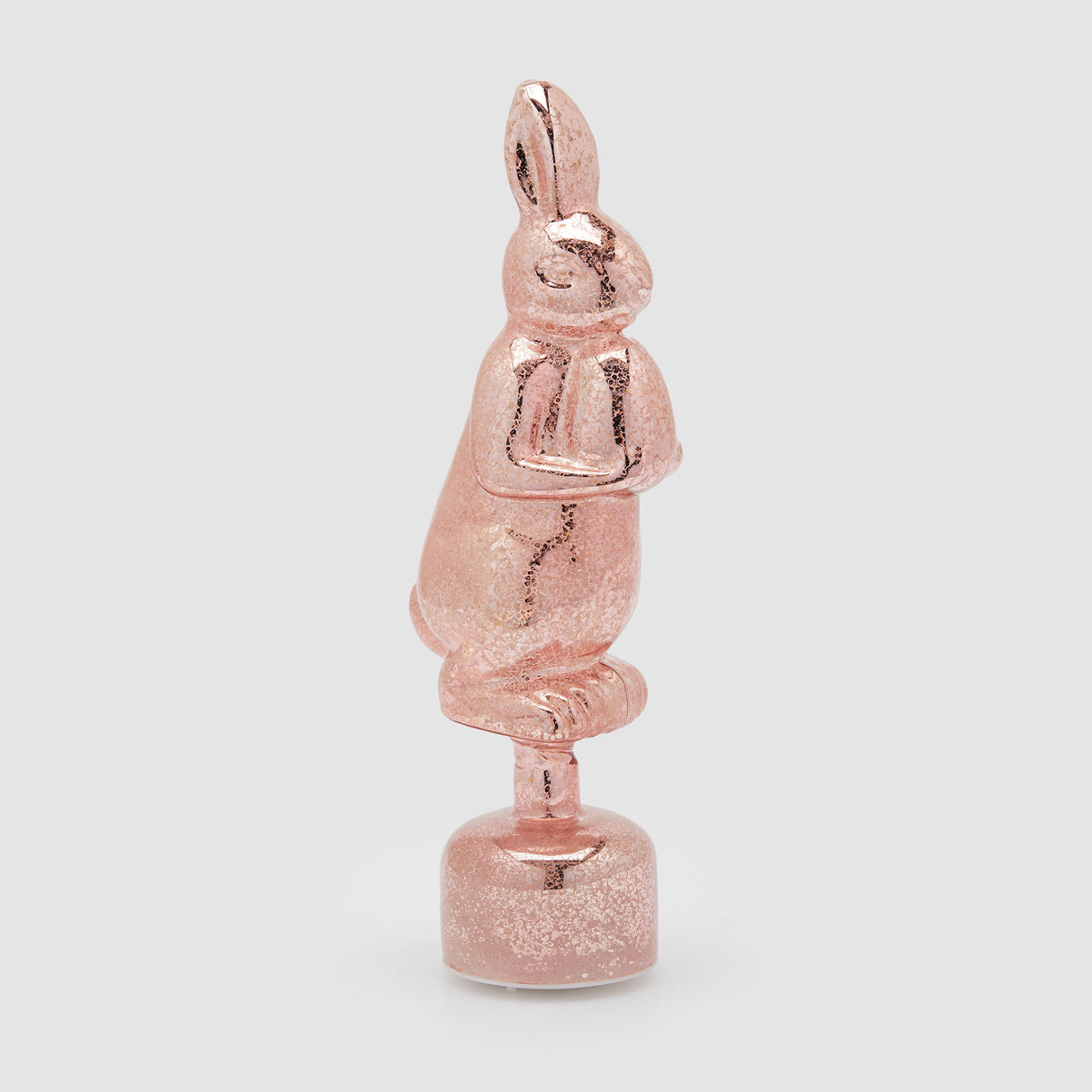 Coniglio pasquale EDG in vetro rosa con luci LED altezza 37 cm