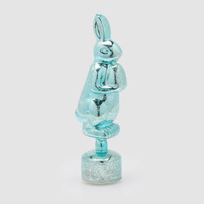 Coniglio rotante EDG in vetro azzurro con luci LED 37 cm