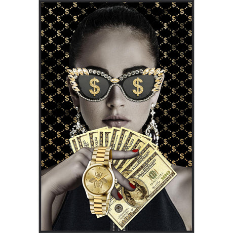 Quadro Money Palais Royal in vetro temperato con cristalli 60x90 cm