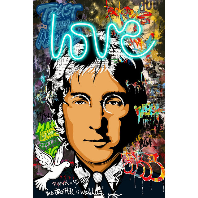 Quadro Peace and Love Palais Royal su tela con luci LED 60x90 cm