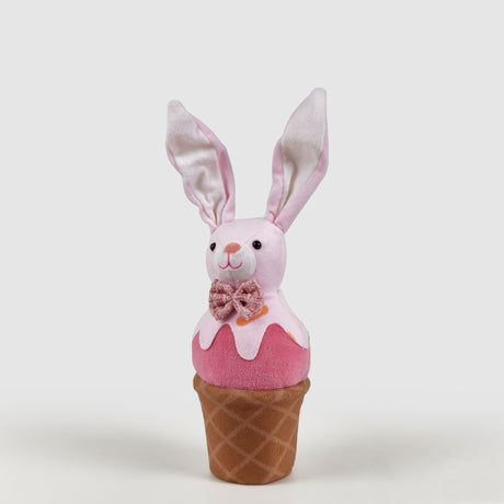 Coniglio Pasquale con gelato EDG in tessuto rosa 29x9 cm