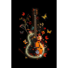 Quadro Chitarra con Fiori Palais Royal stampa su tela con LED 80x120 cm