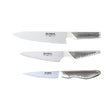 Set 3 coltelli Global in acciaio inox professionale con lame affilate