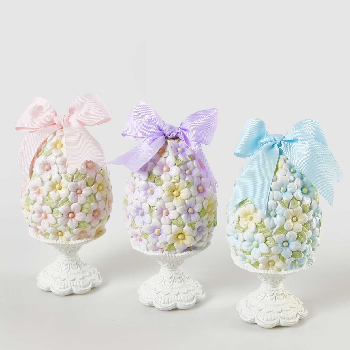 EDG Enzo De Gasperi Decorazione Uovo di Pasqua Fiocco Rosa 20x10cm Poliresina