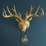 WERNS Lampada da Parete Parete Applique Cervo Harry 57,5x73,5cm Oro Poliresina