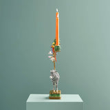 WERNS Candelabro Zebra Dipinto a Mano 45x27cm Poliresina