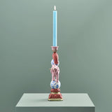 WERNS Candelabro Pappagallo su Elefante Dipinto a Mano 30,5x13cm Poliresina