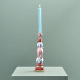 WERNS Candelabro Pappagallo su Elefante Dipinto a Mano 30,5x13cm Poliresina