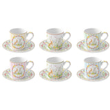 Set 6 tazzine caffè Easy Life in porcellana con decori pasquali 100 ml