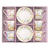 EASY LIFE Happy Easter Set 6 Tazzine Caffè Espresso con Piattini 100ml Porcellana