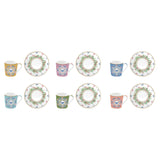 Set 6 tazzine caffè Easy Life in porcellana decoro floreale 100 ml