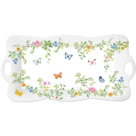 Vassoio Dancing Butterflies Easy Life in melamina con decoro farfalle 42x20 cm