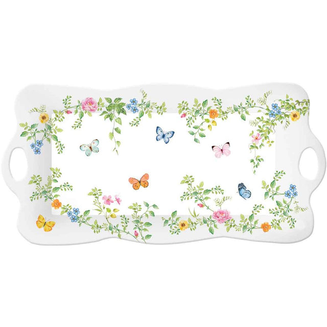 Vassoio Dancing Butterflies Easy Life in melamina con decoro farfalle 42x20 cm
