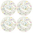 Set 4 piatti dessert Birds Melody Easy Life in porcellana decorata 19 cm