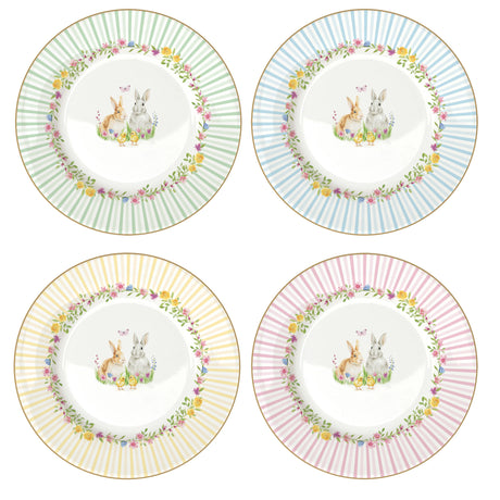 Set 4 piatti dessert Happy Easter Easy Life in porcellana decorata 19 cm