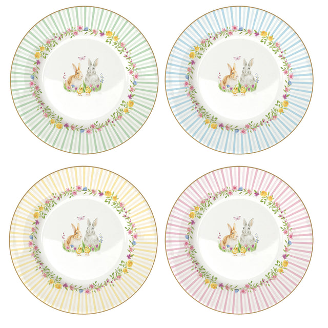 Set 4 piatti dessert Happy Easter Easy Life in porcellana decorata 19 cm